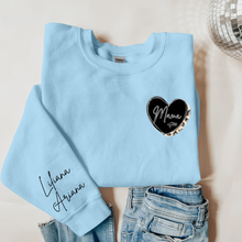 Load image into Gallery viewer, Black Leopard Personalized Heart Crew