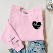 Load image into Gallery viewer, Black Leopard Personalized Heart Crew