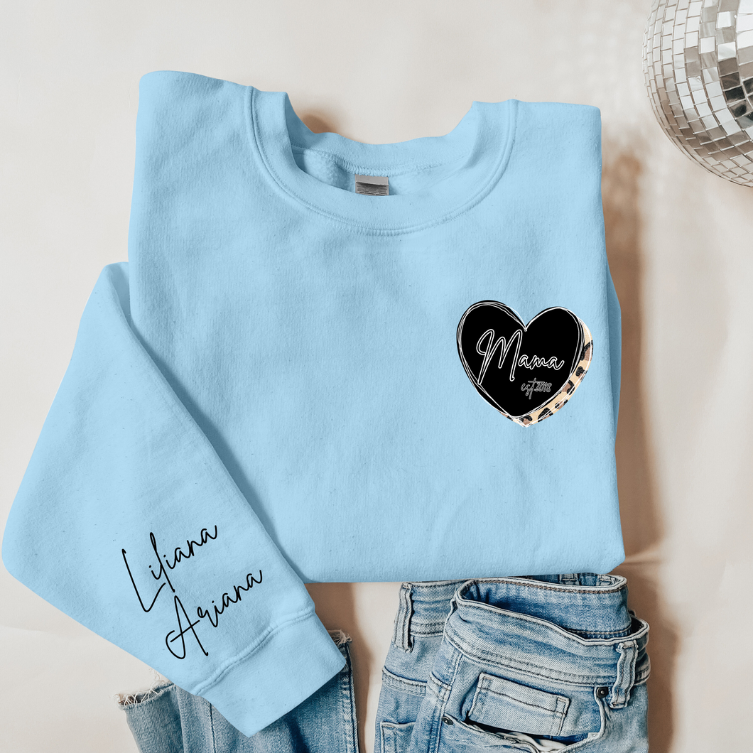 Black Leopard Personalized Heart Crew