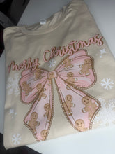 Load image into Gallery viewer, Merry Christmas Pink Gingerbread Bow
