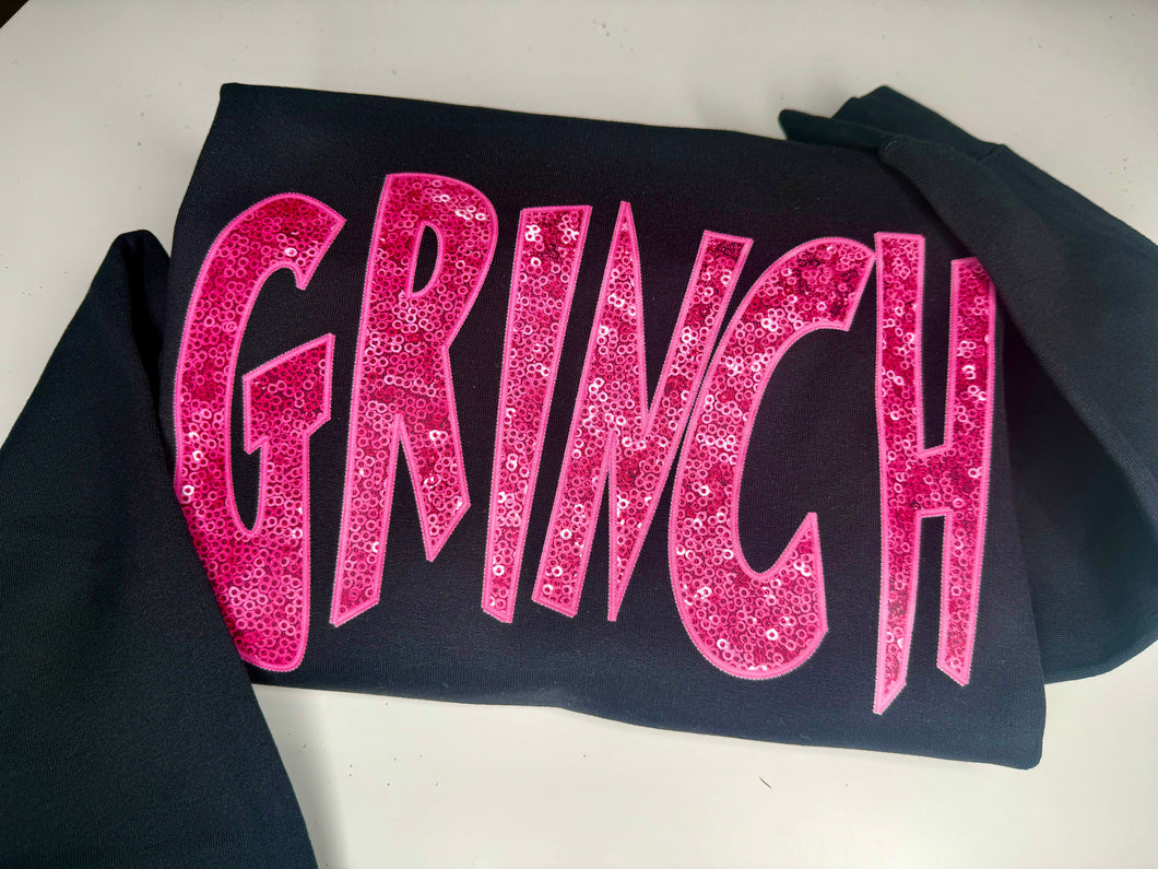 Pink Grinch Faux Sequins