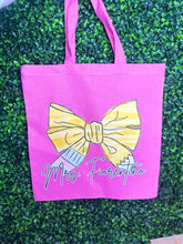 Load image into Gallery viewer, Personalized Teacher Bow Tote
