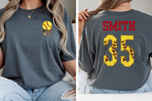 Load image into Gallery viewer, Personalized Softball Pocket Varsity Style Tee
