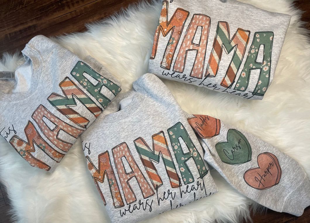 Boho MAMA Hearts on sleeve Sweatshirt